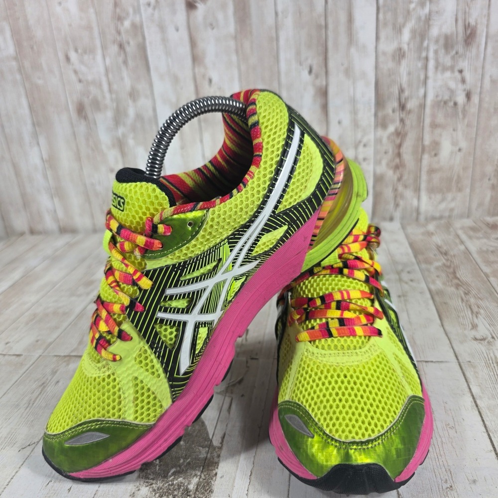 ASICS Gel Noosa Tri 9 Neon Yellow Pink Green Running Shoes T480N Womens 8.5 - Picture 5 of 8